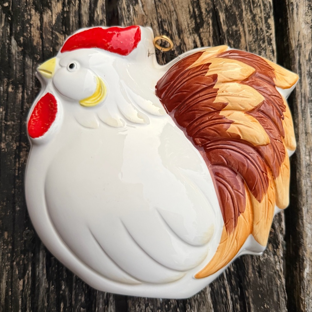 Vintage Gailstyn-Sutton Ceramic 3D Hanging Rooster Chicken Hen Wall Mold M1